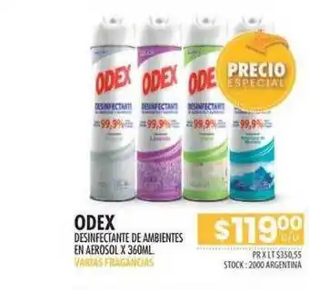 Pigmento Odex Desinfectante De Ambientes En Aerosol x 360ml oferta