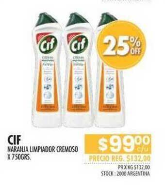Pigmento Cif Naranja Limpiador Cremoso x 750grs oferta