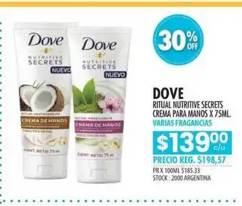 Pigmento Dove Ritual Nutritive Secrets Crema Para Manos x 75ml oferta