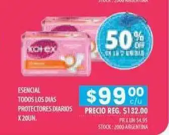 Pigmento Kotex Esencial Todos Los Dias Protectores Diarios x 20un oferta