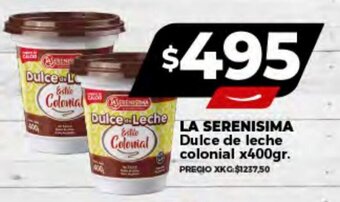 Supermayorista Vital LA SERENISIMA Dulce de leche colonial x400gr. oferta