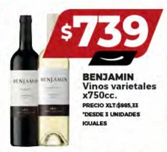 Supermayorista Vital BENJAMIN Vinos varietales x750cc. oferta