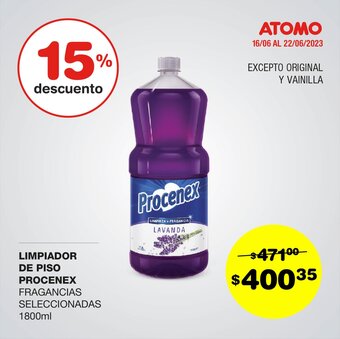 Atomo Conviene LIMPIADOR DE PISO PROCENEX FRAGANCIAS SELECCIONADAS 1800ml oferta
