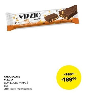 Atomo Conviene CHOCOLATE VIZZIO CON LECHE Y MANI 85g oferta