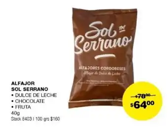 ALFAJOR SOL SERRANO • DULCE DE LECHE • CHOCOLATE • FRUTA 40g