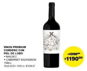Atomo Conviene VINOS PREMIUM CORDERO CON PIEL DE LOBO • MALBEC • CABERNET SAUVIGNON 750cc oferta