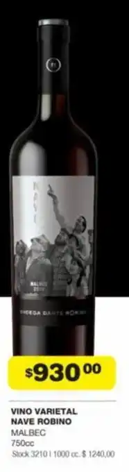 Atomo Conviene VINO VARIETAL NAVE ROBINO MALBEC 750cc oferta