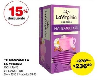 Atomo Conviene TÉ MANZANILLA LA VIRGINIA CON ANIS 25 SAQUITOS oferta
