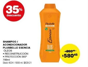 Atomo Conviene SHAMPOO / ACONDICIONADOR PLUSBELLE ESENCIA ÓLEOS • RECONSTRUCCIÓN • PROTECCIÓN 360° 700ml oferta