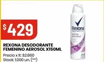 Changomas Rexona desodorante femenino aerosol x150ml oferta