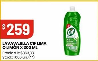 Changomas Lavavajilla cif lima o limón x 300 ml oferta