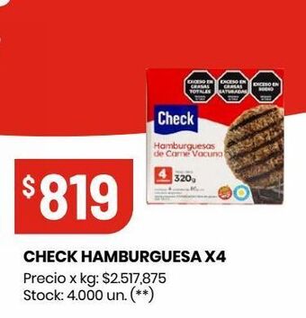 Changomas Check hamburguesa x4 oferta