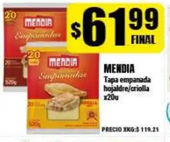 Supermayorista Vital Mendia Tapa empanada hojaldre/criolla x20u oferta