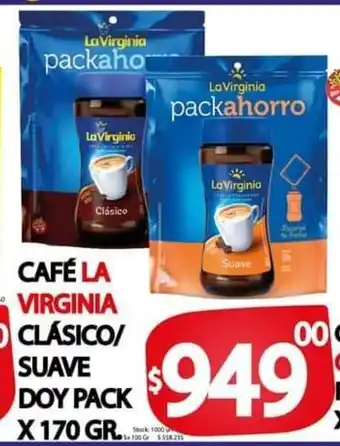 Supermercados Top CAFÉ LA VIRGINIA 00 CLÁSICO/ SUAVE DOY PACK X 170 GR. oferta