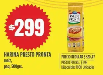 Supermercados Vea HARINA PRESTO PRONTA maiz, paq. 500grs. oferta