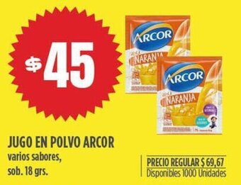 Supermercados Vea JUGO EN POLVO ARCOR varios sabores, sob. 18 grs. oferta