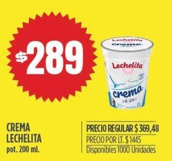 Supermercados Vea CREMA LECHELITA pot. 200 ml. oferta