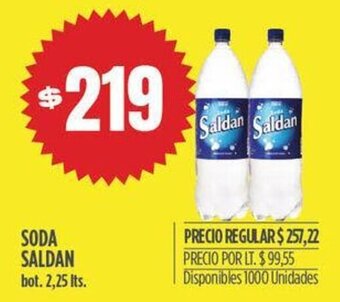 Supermercados Vea SODA SALDAN bot. 2,25 Its. oferta