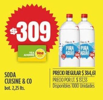 Supermercados Vea SODA CUISINE & CO bot. 2,25 Its. oferta
