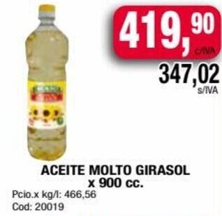Maxiconsumo ACEITE MOLTO GIRASOL x 900 cc. oferta