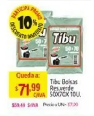 Tibu Bolsas Res. verde 50x70x10u