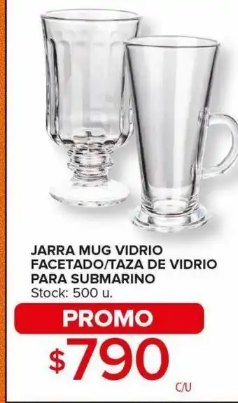 Carrefour Maxi Jarra mug de vidrio facetado/ taza de vidrio para submarino oferta