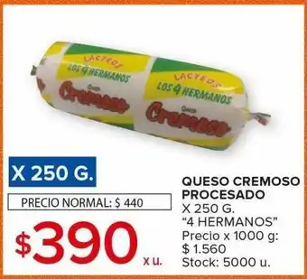 Carrefour Maxi Queso cremoso procesado 4 hermanos x 250g oferta