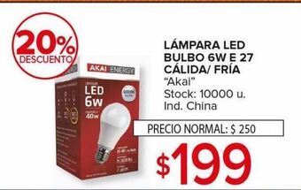Carrefour Maxi Lámpara led bulbo akai 6w cal/fria e27 oferta