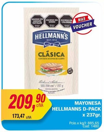 Maxiconsumo MAYONESA HELLMANNS D-PACK x 237gr. oferta