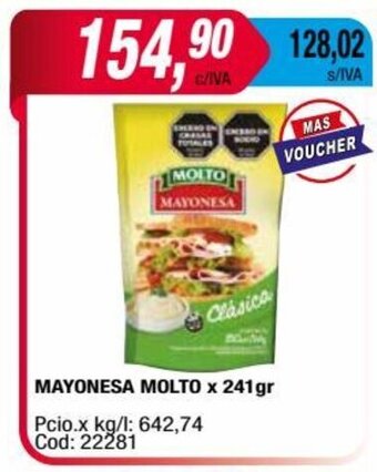Maxiconsumo MAYONESA MOLTO x 241gr oferta