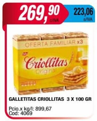 Maxiconsumo GALLETITAS CRIOLLITAS 3 X 100 GR oferta