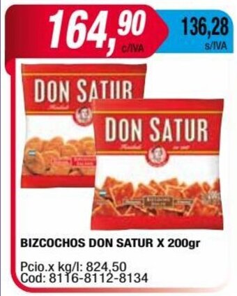 Maxiconsumo BIZCOCHOS DON SATUR X 200gr oferta