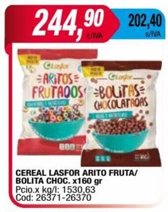 Maxiconsumo CEREAL LASFOR ARITO FRUTA/ BOLITA CHOC. x160 gr oferta
