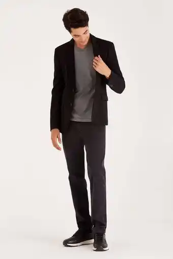 Macowens Saco de punto liso negro oferta