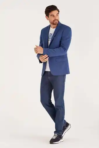 Macowens Saco de punto gris azul melange oferta