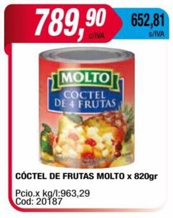 Maxiconsumo CÓCTEL DE FRUTAS MOLTO x 820gr oferta