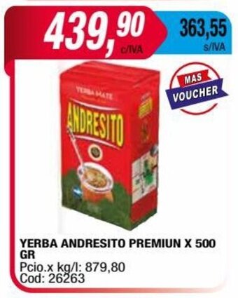 Maxiconsumo YERBA ANDRESITO PREMIUN X 500 GR oferta
