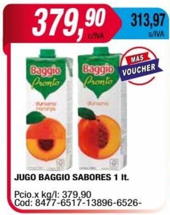 Maxiconsumo JUGO BAGGIO SABORES 1 It. oferta