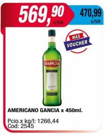 Maxiconsumo AMERICANO GANCIA x 450ml. oferta
