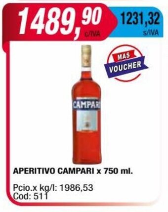 Maxiconsumo APERITIVO CAMPARI x 750 ml. oferta