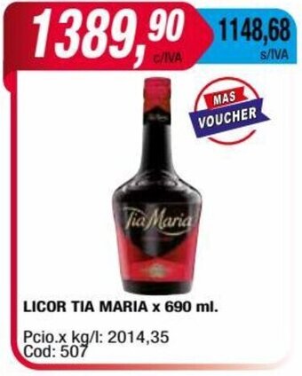 Maxiconsumo LICOR TIA MARIA x 690 ml. oferta