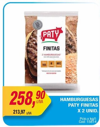 Maxiconsumo HAMBURGUESAS PATY FINITAS X 2 UNID. oferta