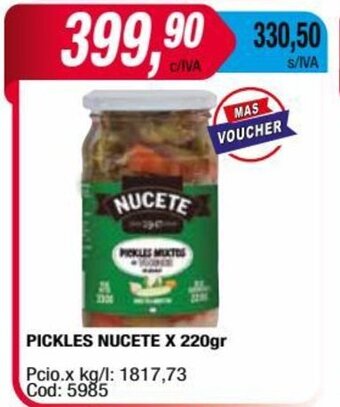Maxiconsumo PICKLES NUCETE X 220gr oferta