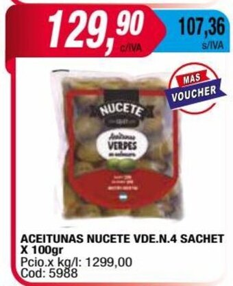 Maxiconsumo ACEITUNAS NUCETE VDE.N.4 SACHET X 100gr oferta