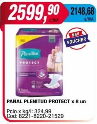 Maxiconsumo PAÑAL PLENITUD PROTECT x 8 un oferta