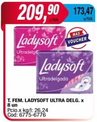 Maxiconsumo T. FEM. LADYSOFT ULTRA DELG. x 8 un oferta