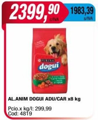 Maxiconsumo AL. ANIM DOGUI ADU/CAR x8 kg oferta
