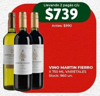 Super MAMI VINO MARTIN FIERRO X 750 ML VARIETALES oferta