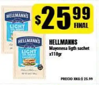 Supermayorista Vital Hellmann's Mayonesa light sachet x118gr oferta