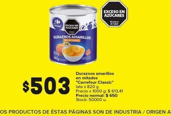Carrefour Maxi Duraznos amarillos en mitades carrefour classic oferta